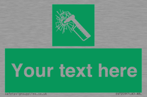 Custom sign safe condition emergency hammer